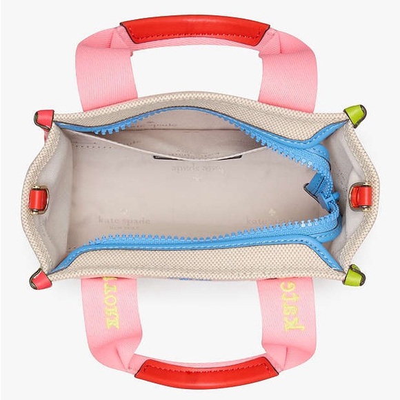 Kate Spade Kip Canvas Mini Tote Preppy Chic Dream Barbiecore resortwear coastal - Picture 5 of 14